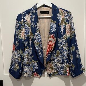 Zara Navy Floral Blazer
